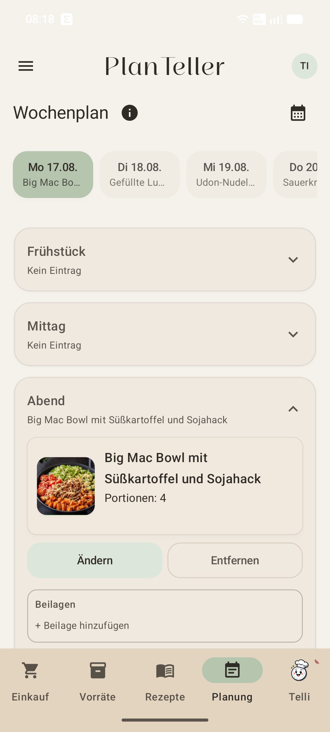 PlanTeller Geplantes Gericht
