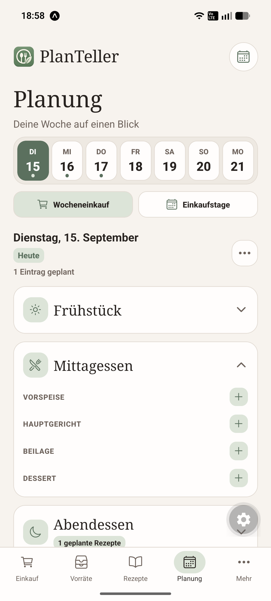 PlanTeller Wochenplan